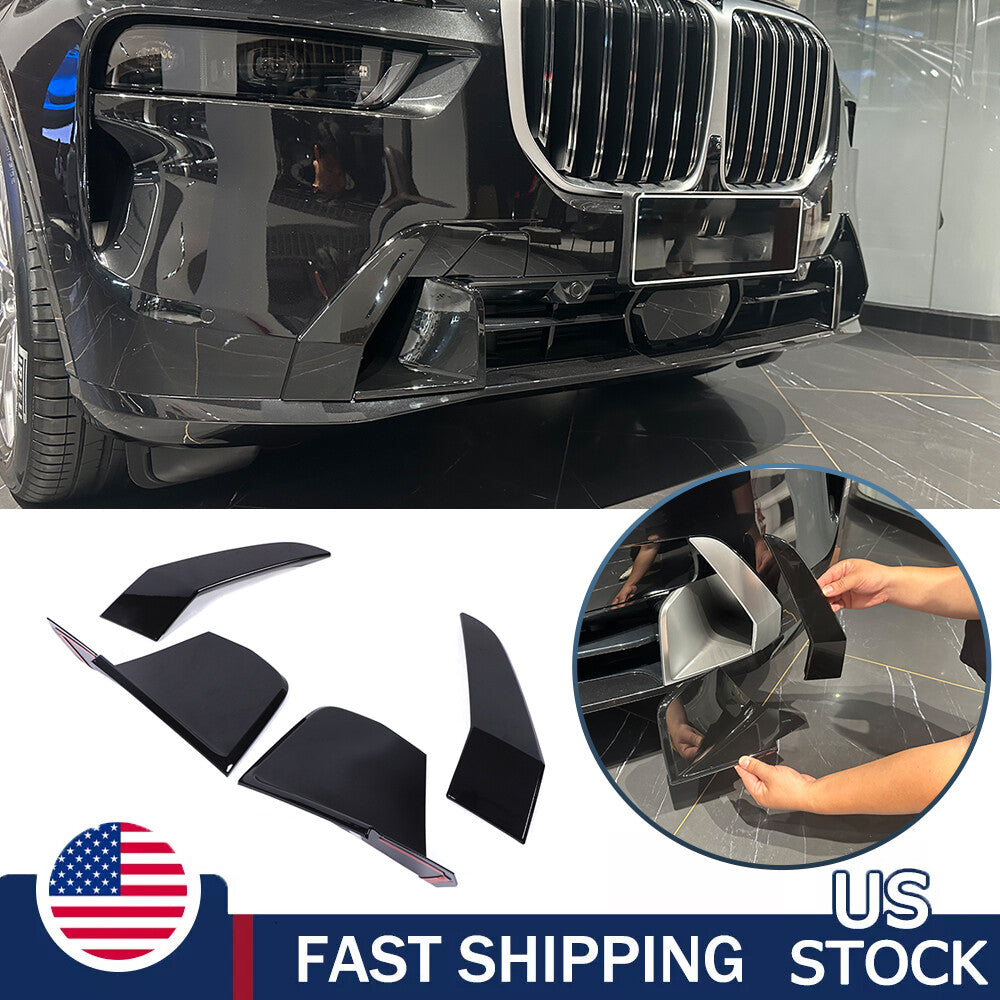 Gloss Black Front Bumper Fog Light Eyelid Strip Trim For BMW X7 G07 2023-2024 US 1