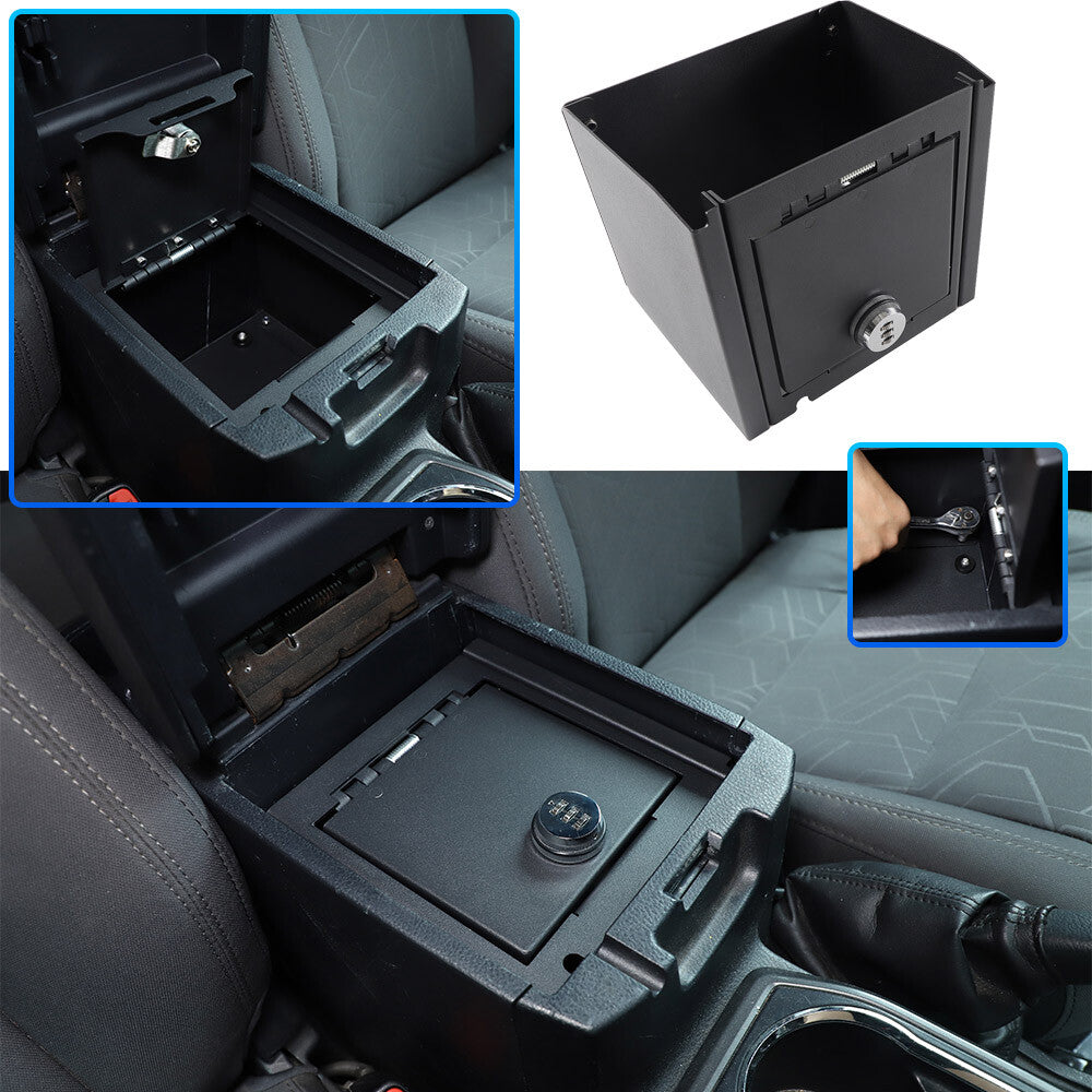 Center Console Safe Storage Box W/Lock For Toyota Tacoma 2016-2023 US 1