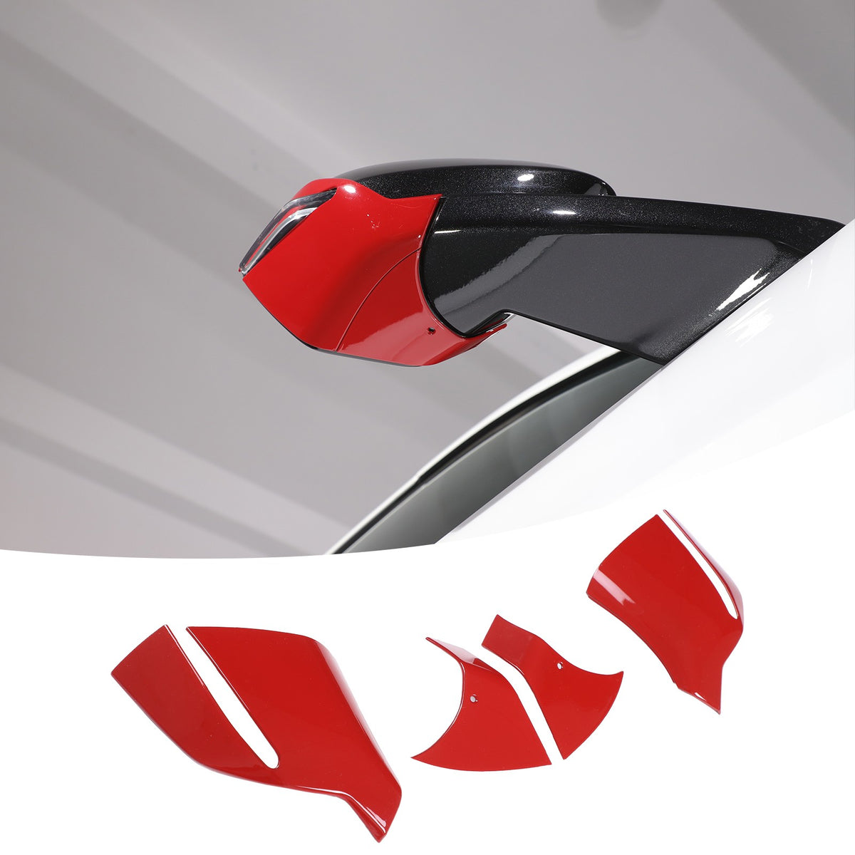 Sport Red ABS Exterior Side Mirror Bottom Cover Trim For Corvette C8 2020+ US 15
