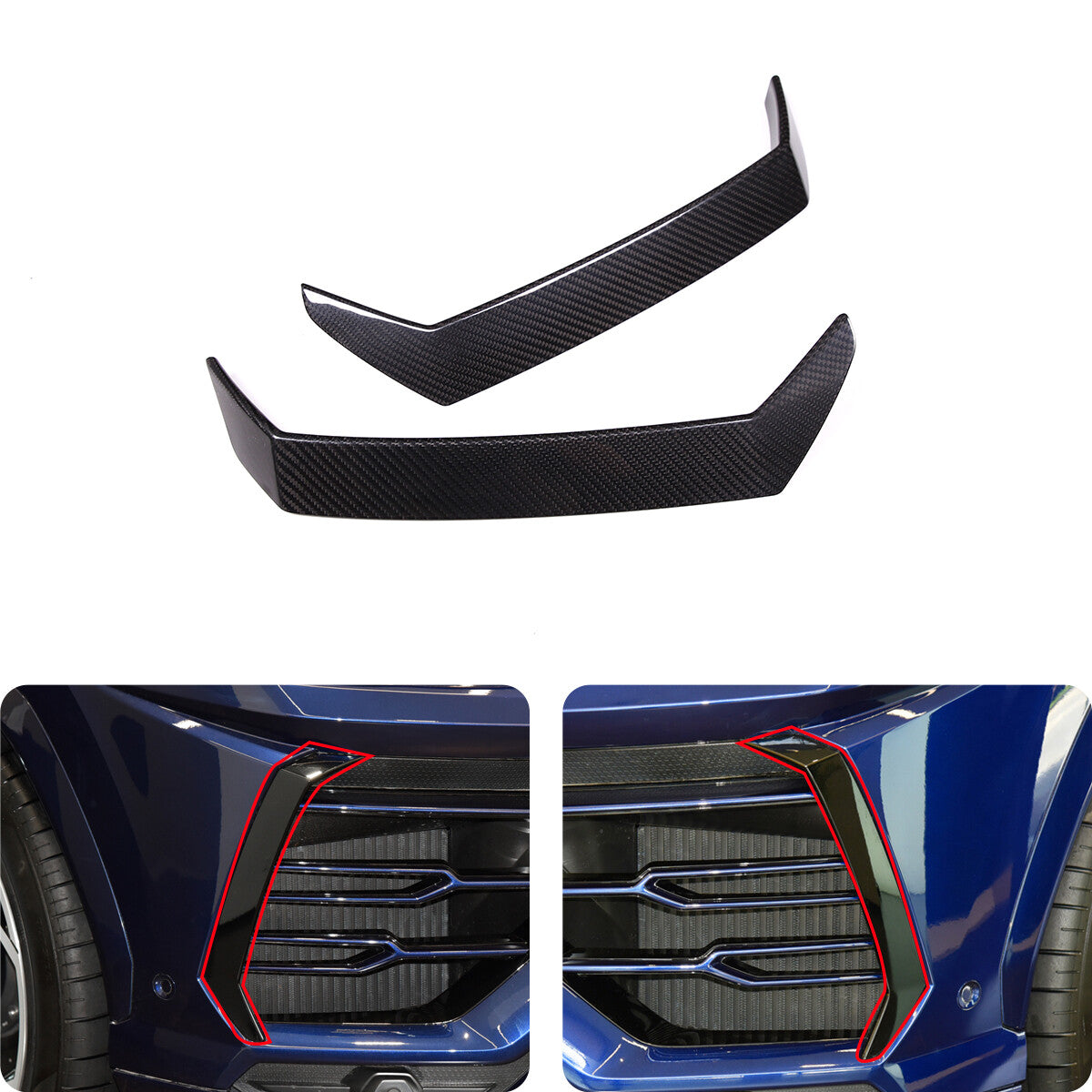 Real Carbon Fiber Front Bumper Cover Trim Fit for LAMBORGHINI URUS 2018-2023 2