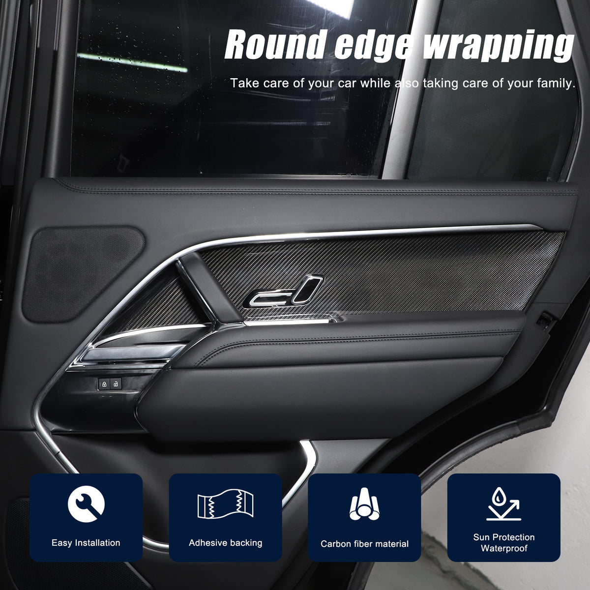 Real Carbon Fiber Interior Door Panel Cover Trim for LR Range Rover Sport 23-24 17