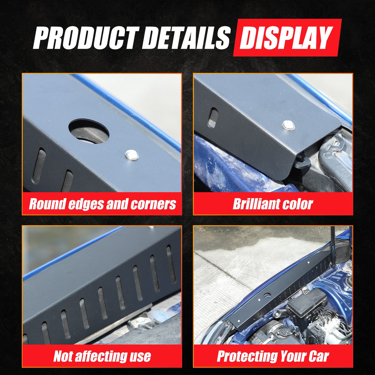Black Aluminum Engine Bay Side Reinforcement Plate For Subaru WRX VB 2022+ 8