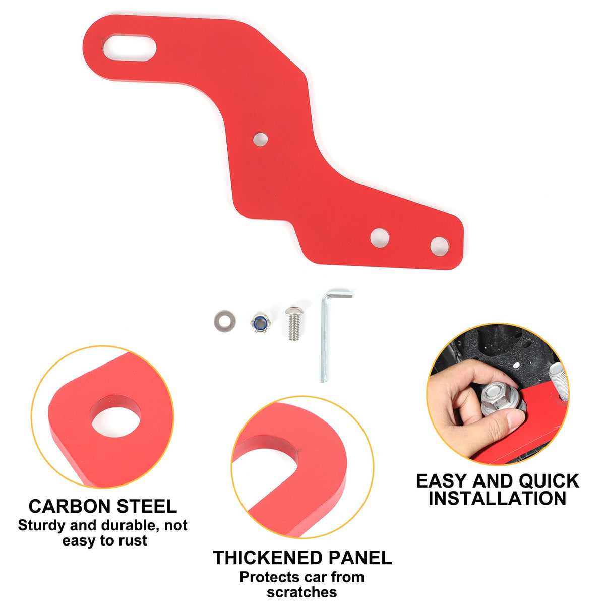 Red Carbon Steel Rear Frame Tow Hook For Toyota Tundra 2022+ US 4