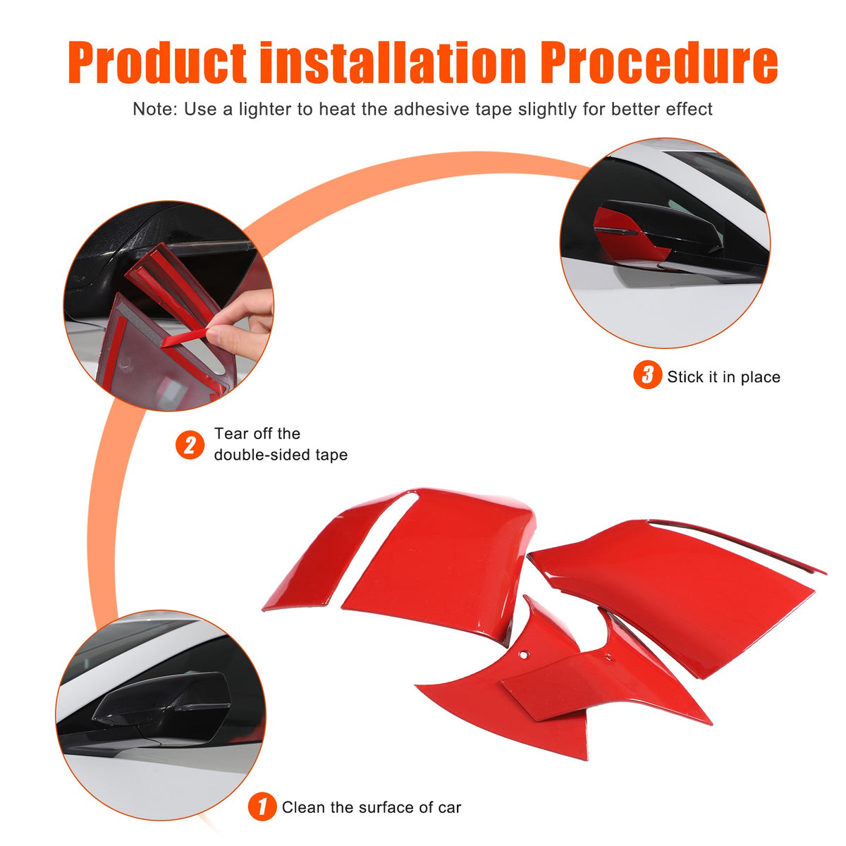 Sport Red ABS Exterior Side Mirror Bottom Cover Trim For Corvette C8 2020+ US 3