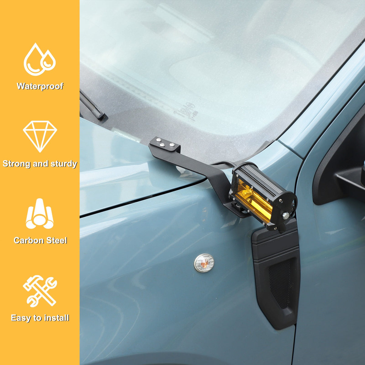 Carbon Steel Hood Light Mount Bracket Holder For Ford Maverick 2022+ 21