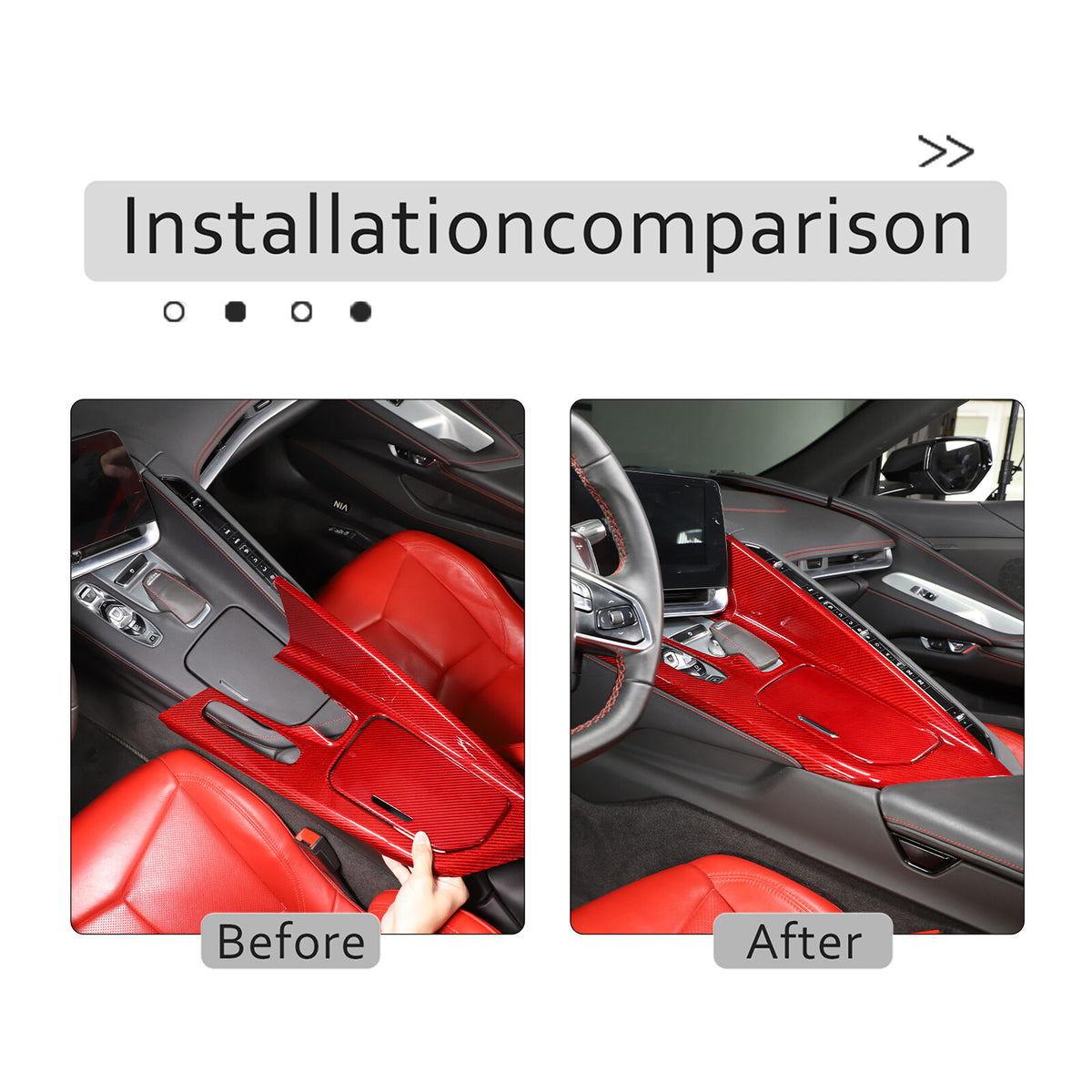 Red Center Console Gear Shift Panel Decor Cover Trim for Corvette C8 2020-25 22