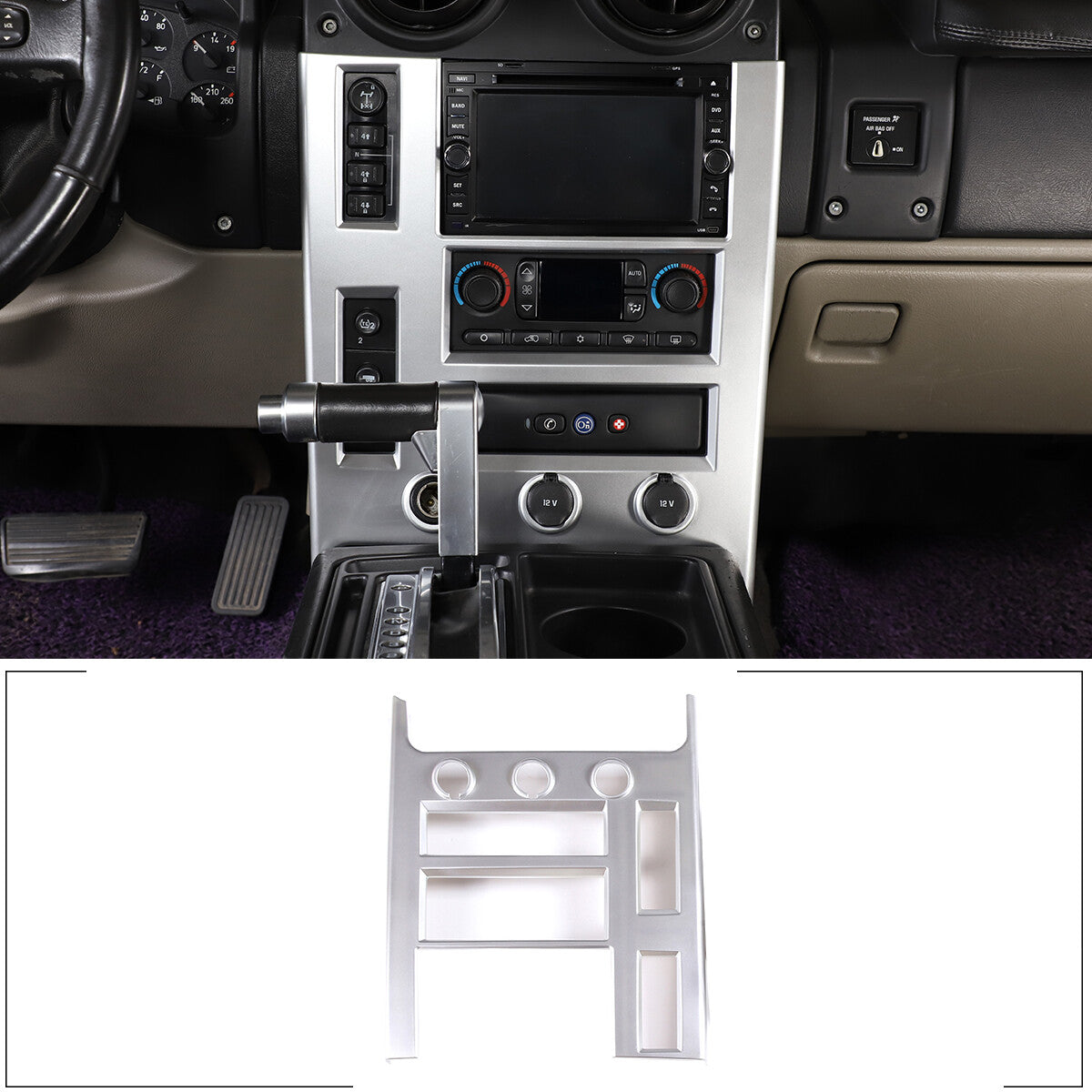 Silver ABS Interior Central Control Frame Cover Trim For Hummer H2 2003-07 1
