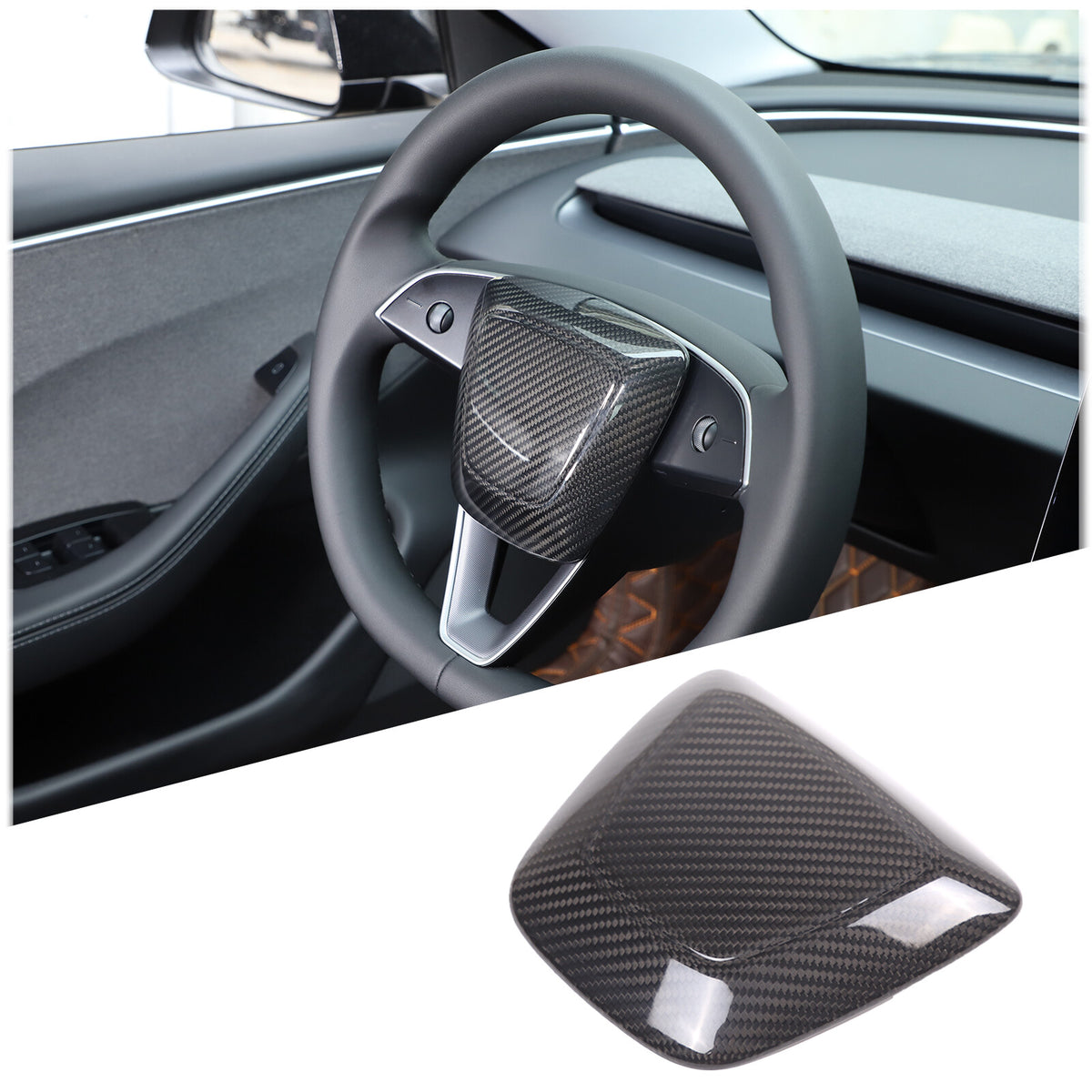 Real Dry Carbon Fiber Center Console Interior Trim Cover For Tesla Model 3 2023+ 50