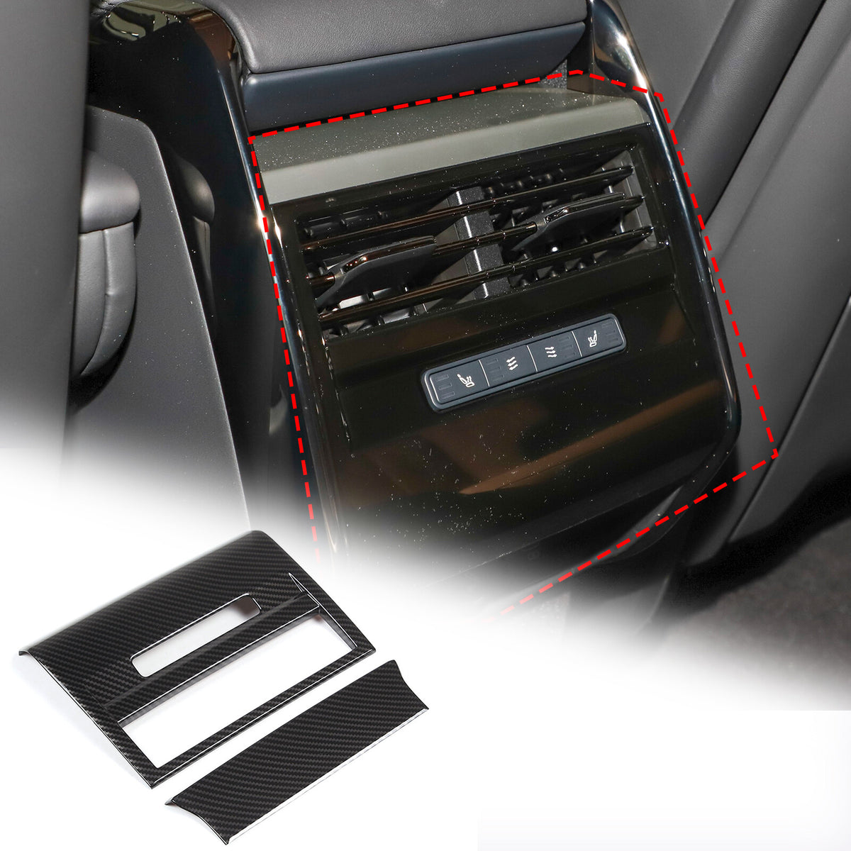ABS Carbon Interior Rear Air Vent Cover Trim Set For Range Rover Sport 23-24 17