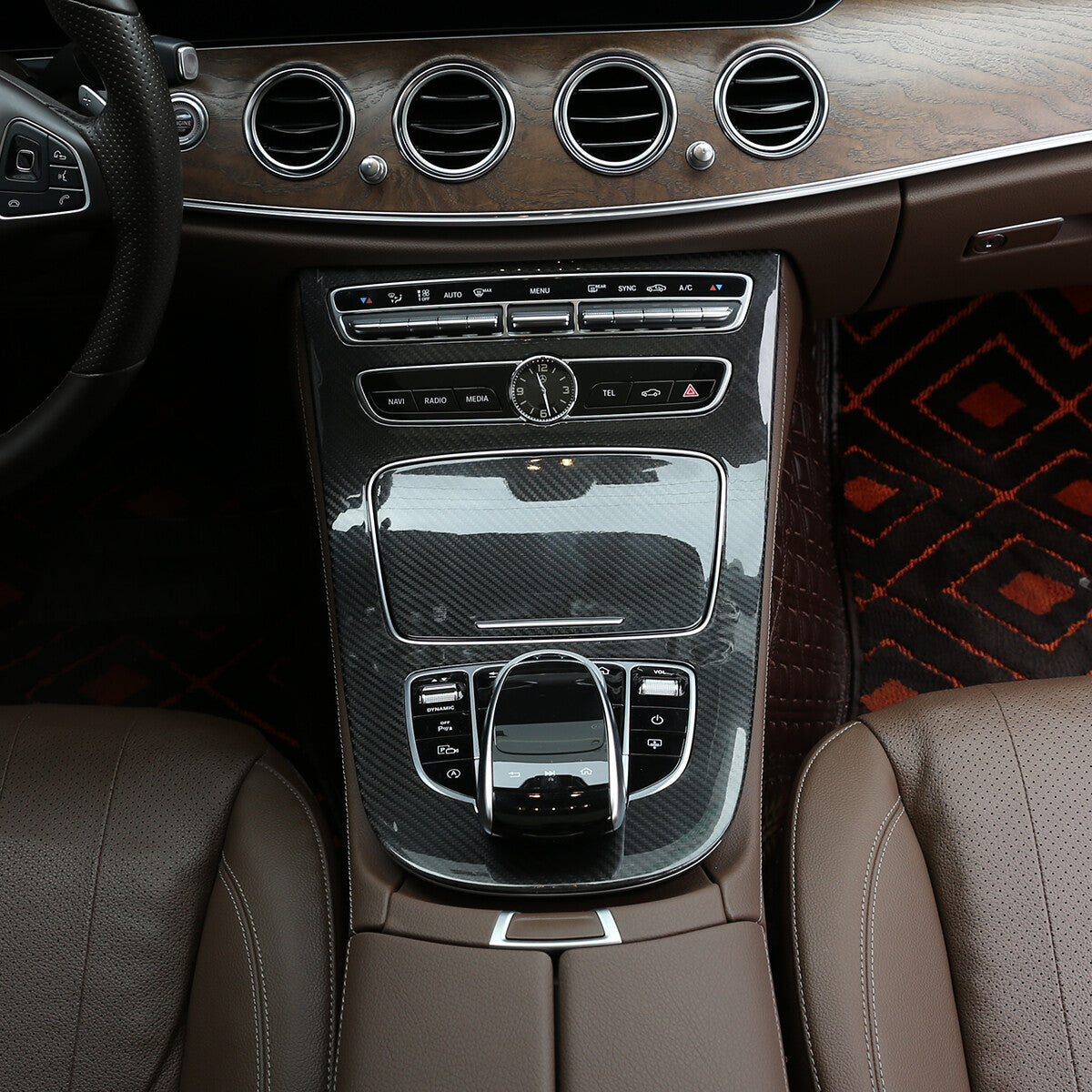 Real Carbon Fiber Center Gear Shift Panel Trim For Benz E-Class W213 2016-18 8