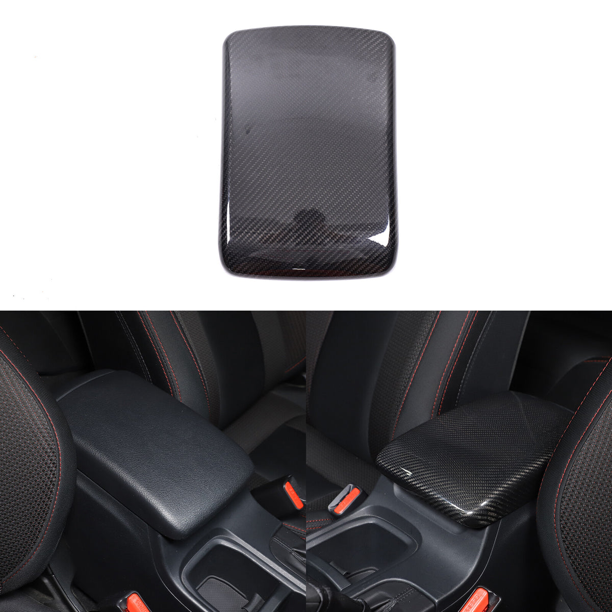Real Carbon Fiber Center Armrest Storage Box Cover Trim For Subaru WRX VB 22-24 12