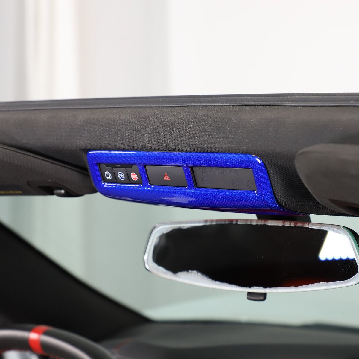 Blue Real Carbon Fiber Roof Reading Light Trim For Corvette C8 2020+ 14