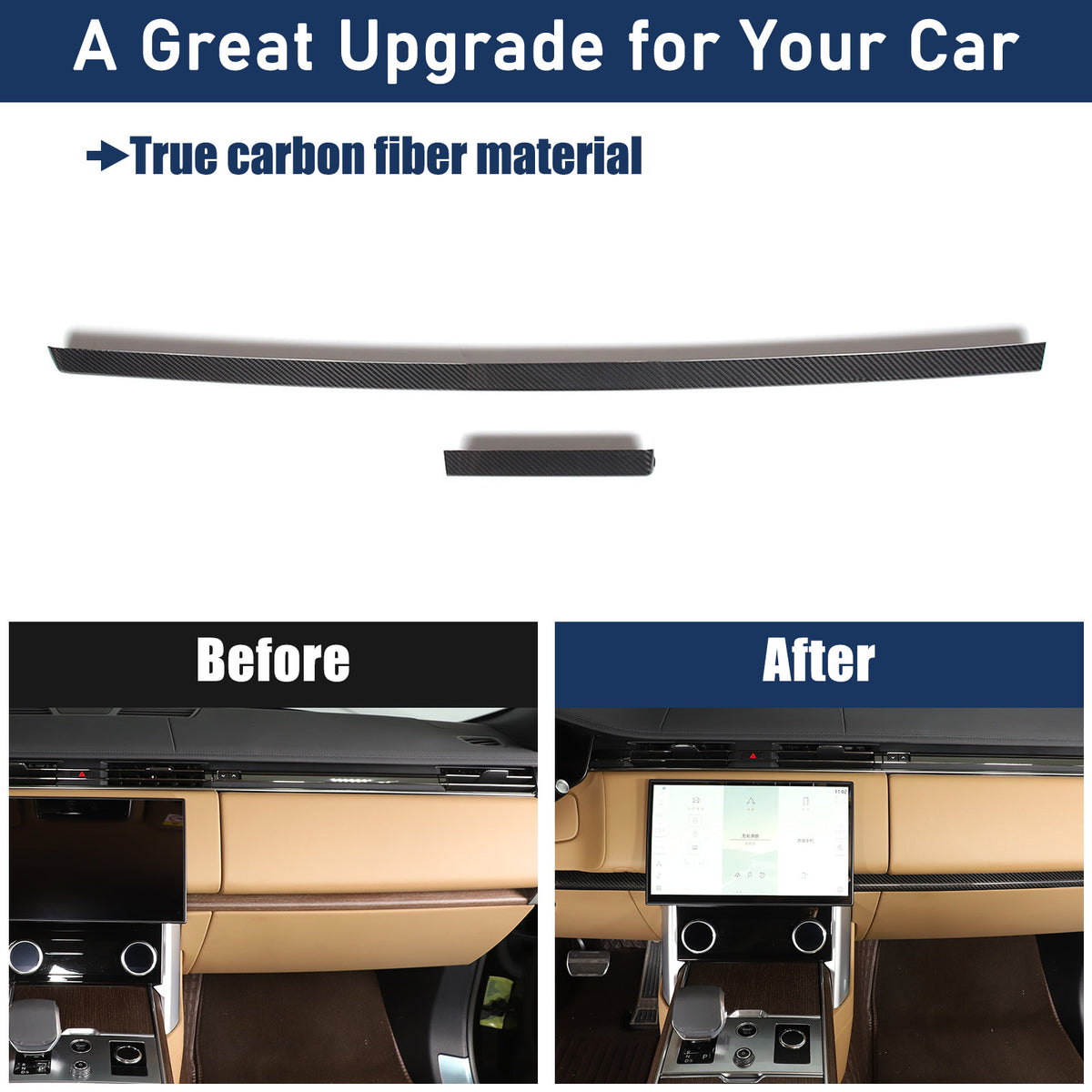 Real Carbon Fiber Dashboard Panel Cover Trim For LR Range Rover Vogue 2023-2024 21