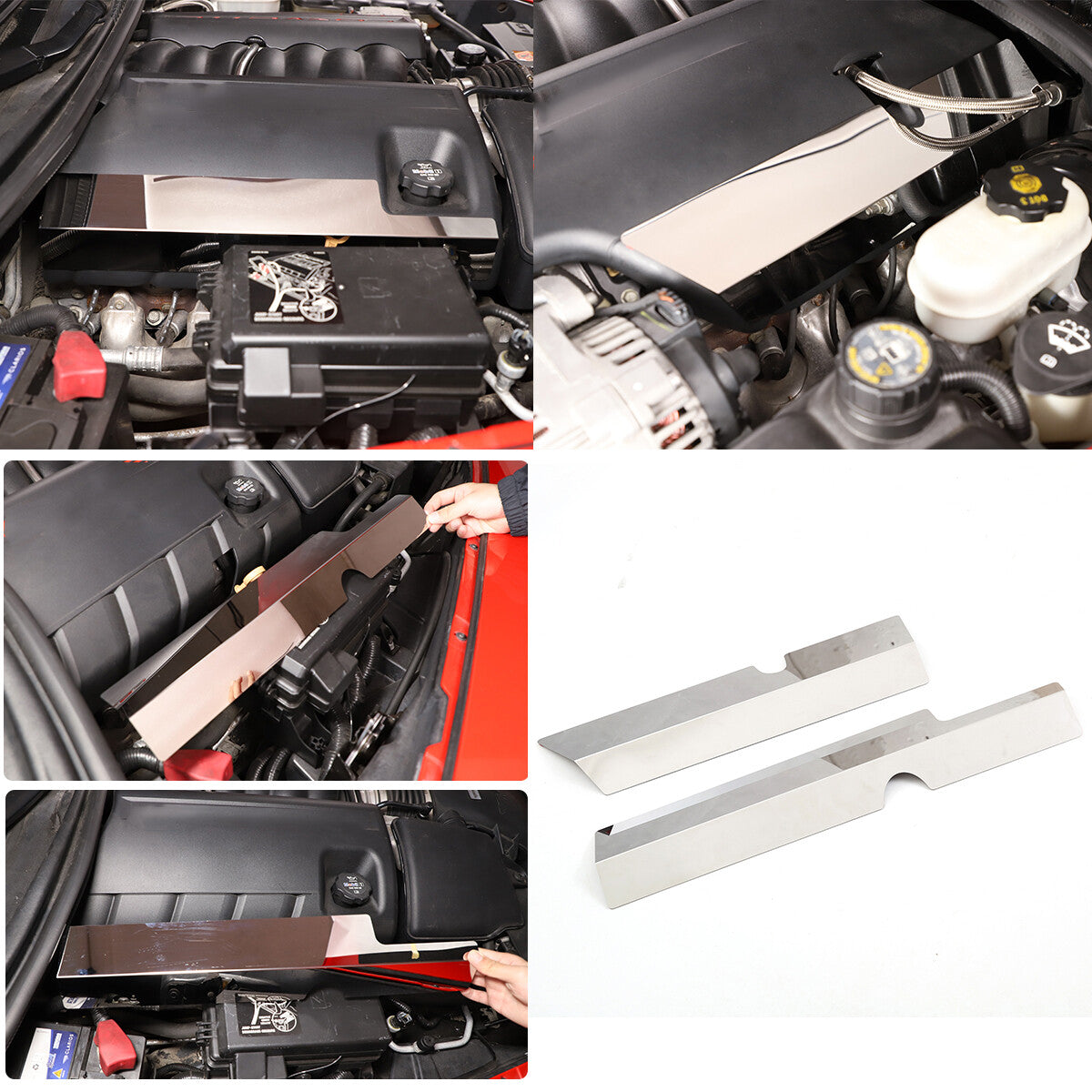 Gloss Stainless Engine LOWER FUEL RAIL COVER parts Fit for corvette C6 2005-2013 1