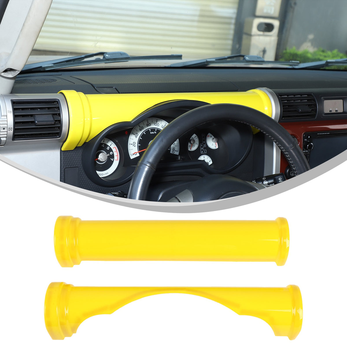 ABS Yellow Center Dashboard Panel Trim Strip For Toyota FJ Cruiser 2007-2021 3