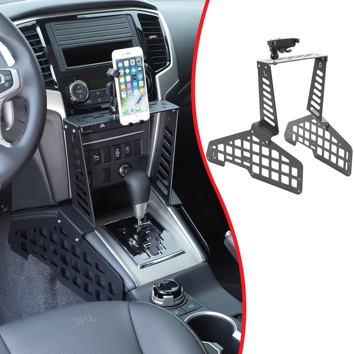 Center Console Molle Panel Digital Device Mount For Mitsubishi L200 Triton 19-23 4