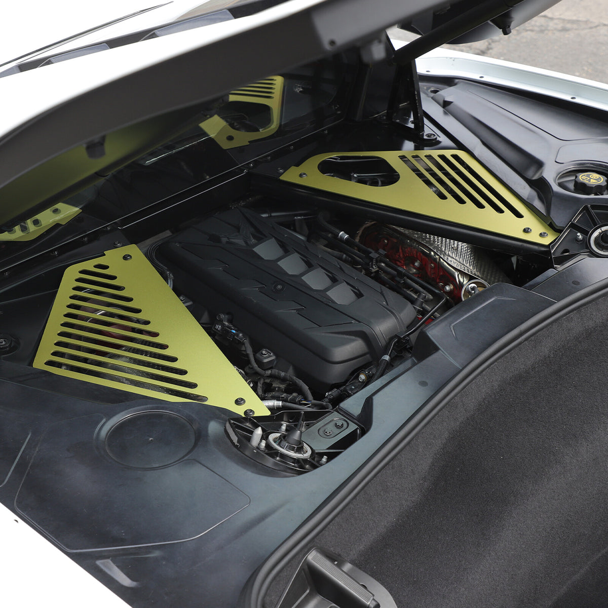 Yellow Engine Bay Side Panel Cover Overlay Coupe For Corvette C8 2020-26 1
