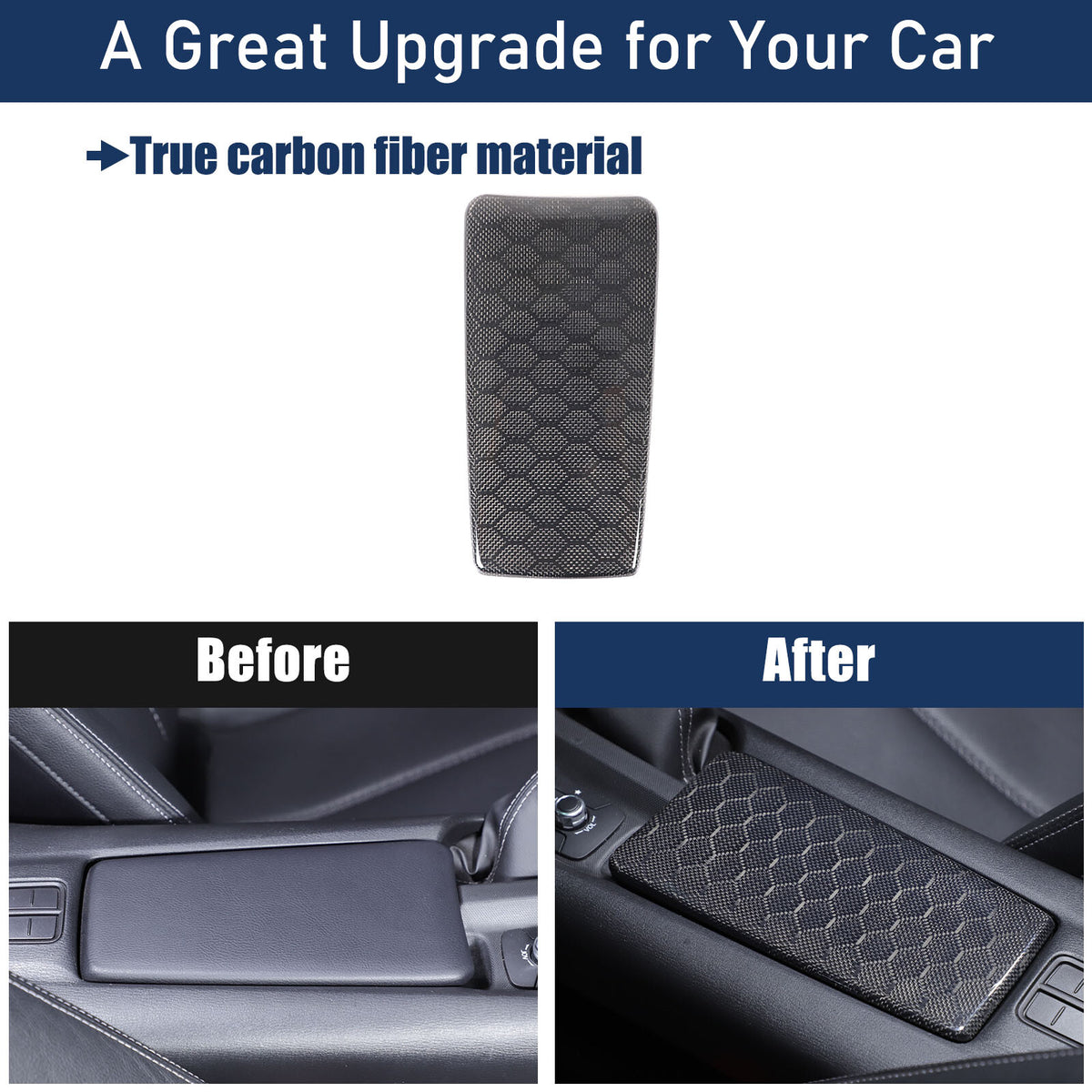 Real Honeycomb Carbon Fiber Center Armrest Box Cover Trim For Mazda MX-5 2016+ 18