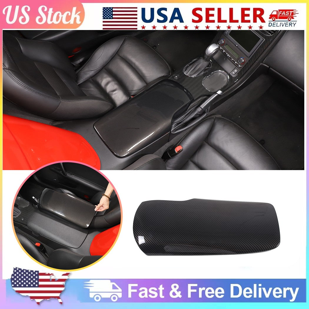 Carbon Fiber ABS Center Console Armrest Box Trim For Corvette C6 2005-2013 1