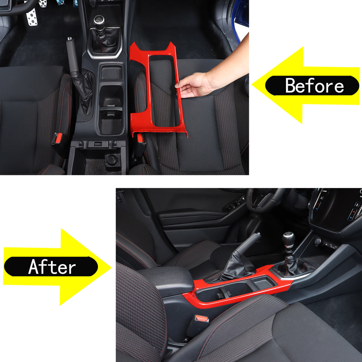 Red ABS Center Console Gear Shift Cup Holder Trim for Subaru WRX VB MT 2022-24 16