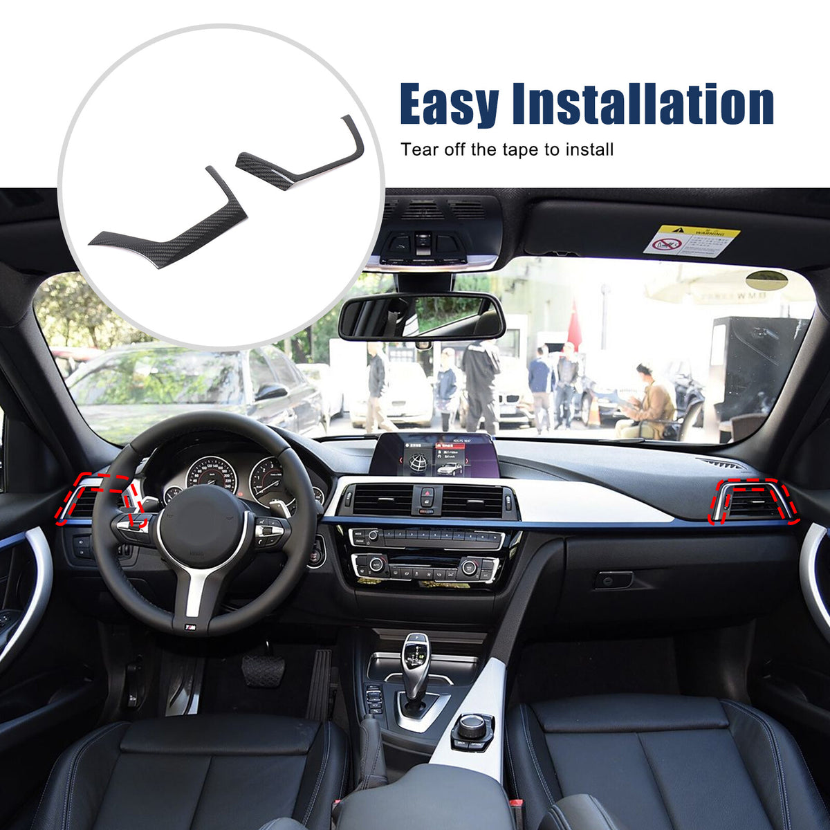 Real Carbon Fiber Center Side Air Vent Trim for BMW 3/4 Series F30/F32 2013-2019 17