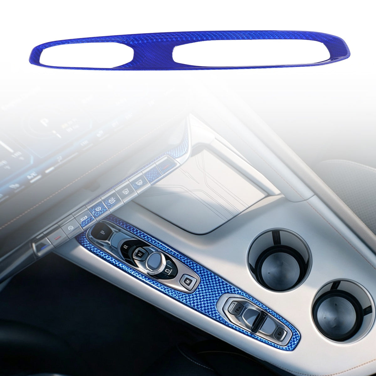 Blue Real Carbon Fiber Gear Shift Indicator Trim For Corvette C8 2026+ 14