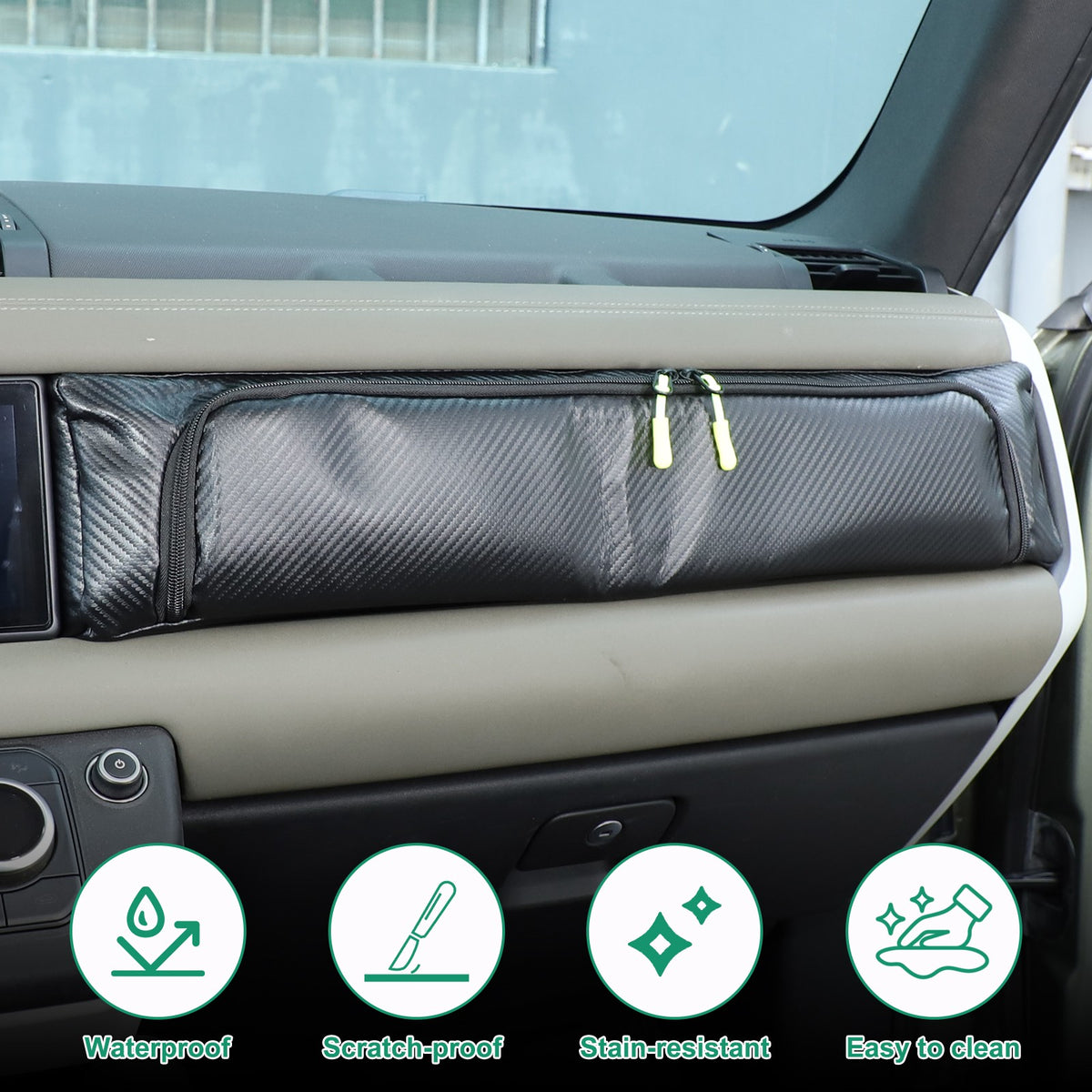 Carbon Fiber Texture Passenger Dashboard Storage Bag For LR Defender L663 2020+ 7