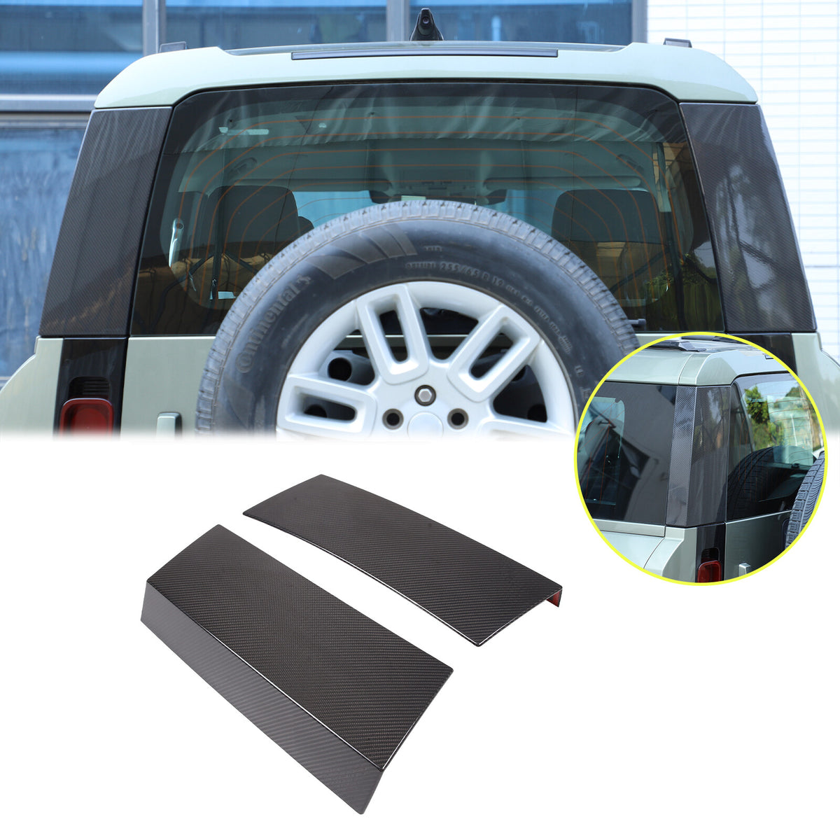 Real Carbon Fiber Rear Tailgate Window Pillar Cover Trim For LR Defender 20-24 16