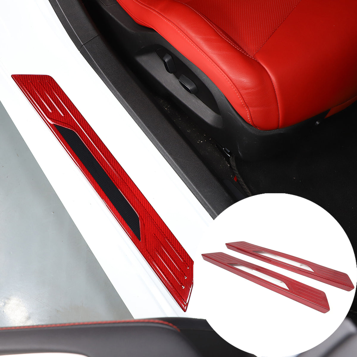 Red Real Carbon Fiber Full Interior Set Decor Trim Kit for Corvette C8 20-25 - Styles 36-40 11