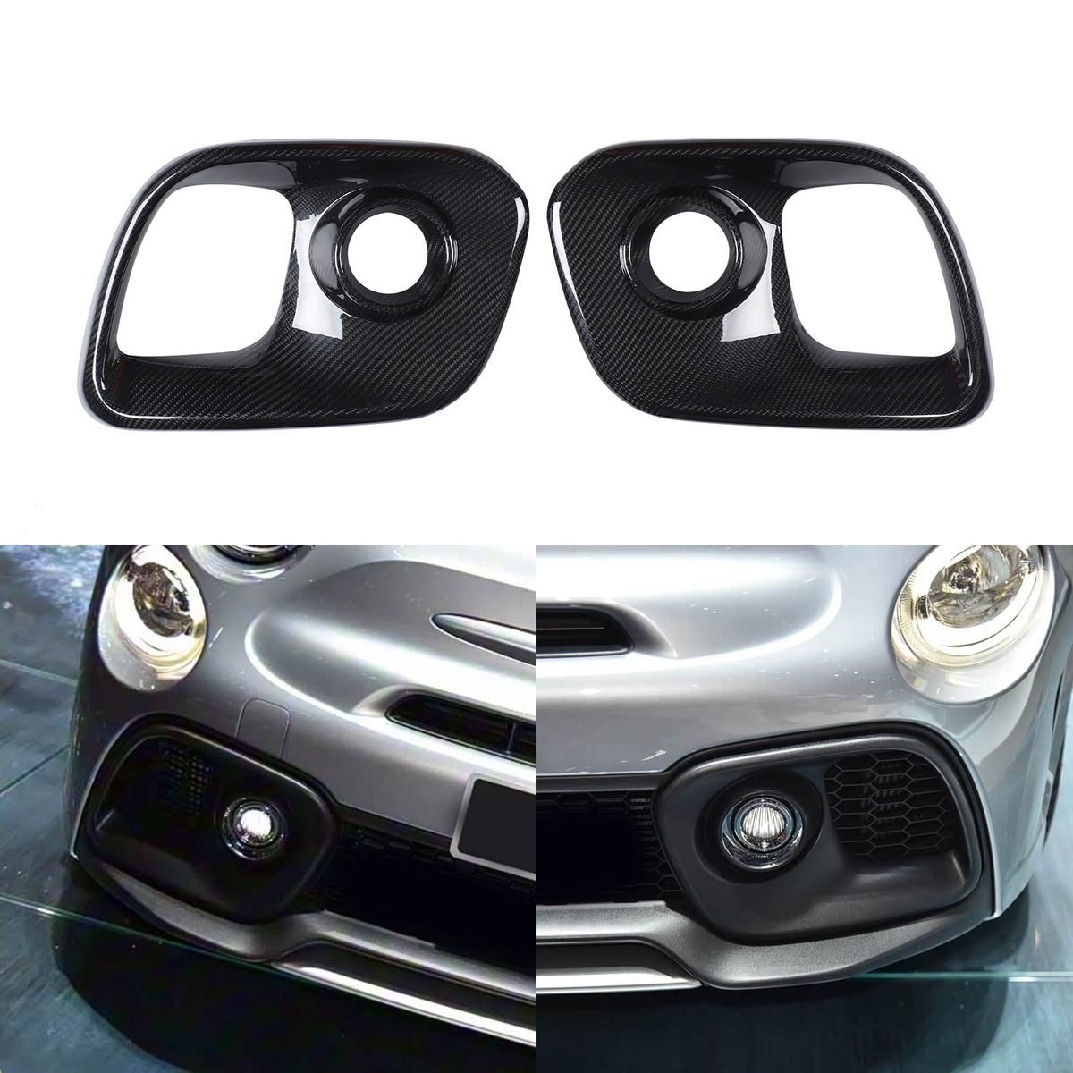 Real Carbon Fiber Front Fog Light Cover Trim For Fiat 500 Abarth 312 2017+ 13