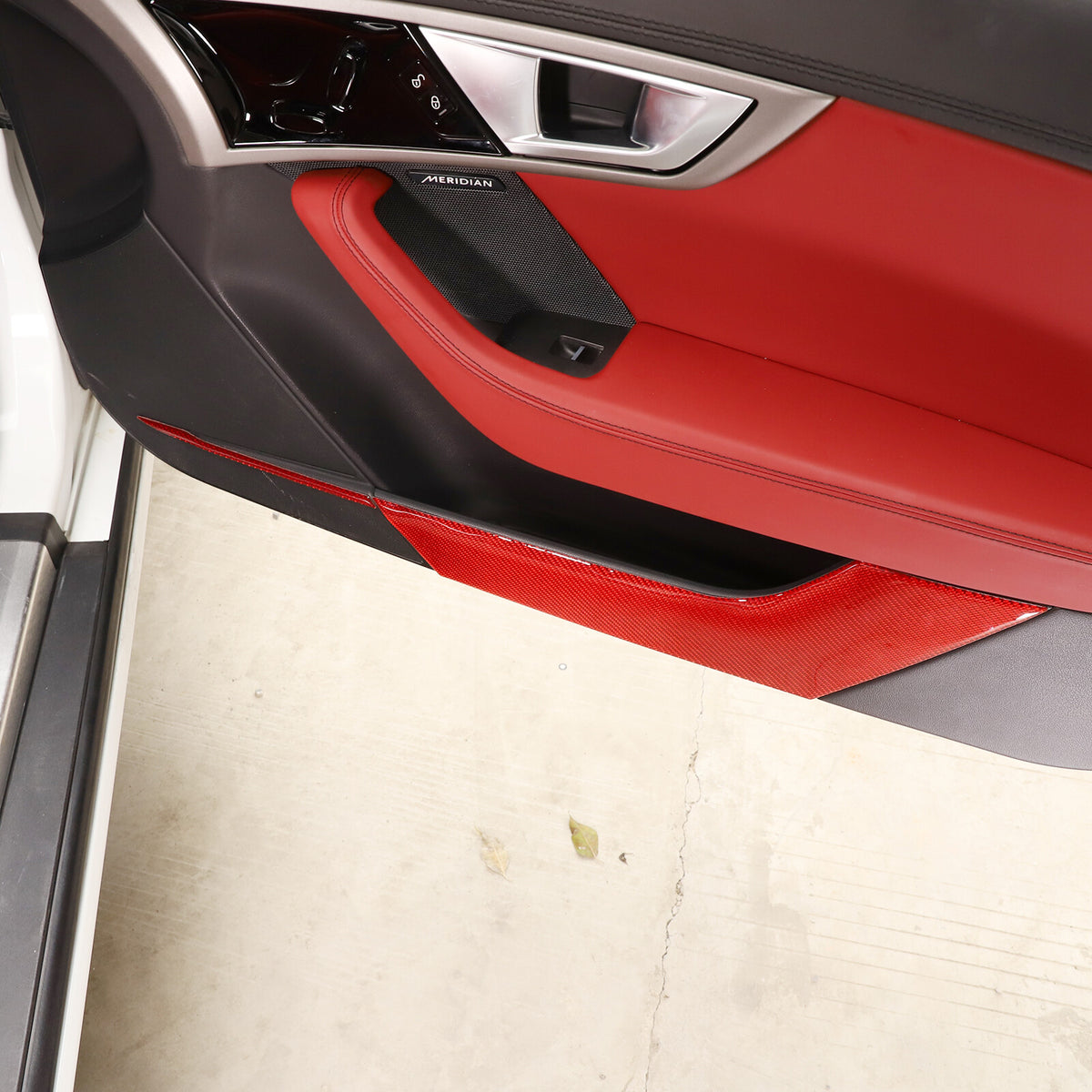 For Jaguar F-TYPE 2013-2022 Door Bottom anti-Kick Panel Trim Red Carbon Fiber 5