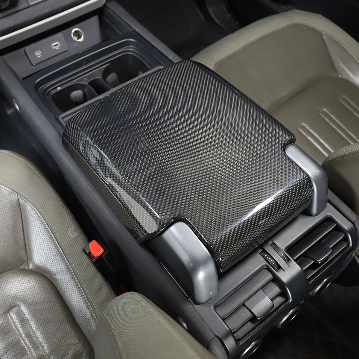Real Carbon Fiber Center Console Armrest Box Cover For LR Defender 90 110 20-24 6