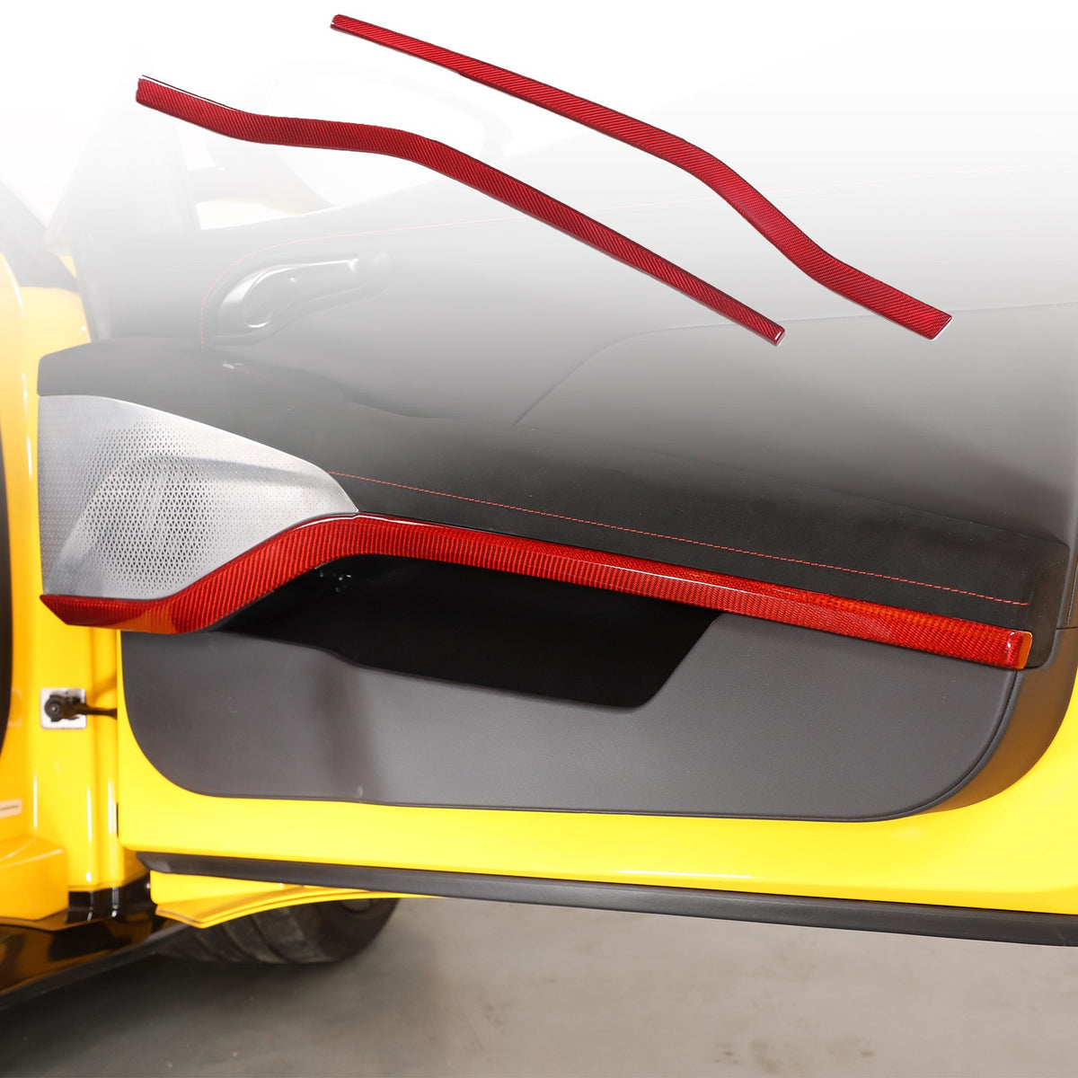 Red Real Carbon Fiber Interior Inner Door Panel Trim For Lotus Emira 2021-2023 1
