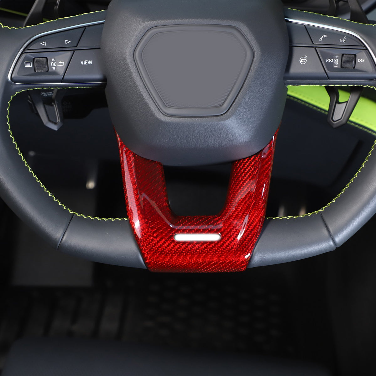 Red Real Carbon Fiber Steering Wheel Trim For Lamborghini Urus/Urus SE 2018-2023 15