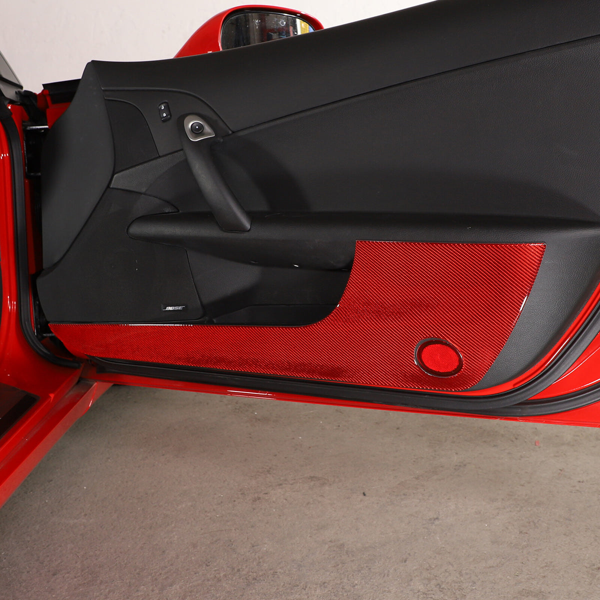 Red Carbon Fiber Door Bottom Anti-Kick Anti-Scratch Cover For Corvette C6 05-13 7