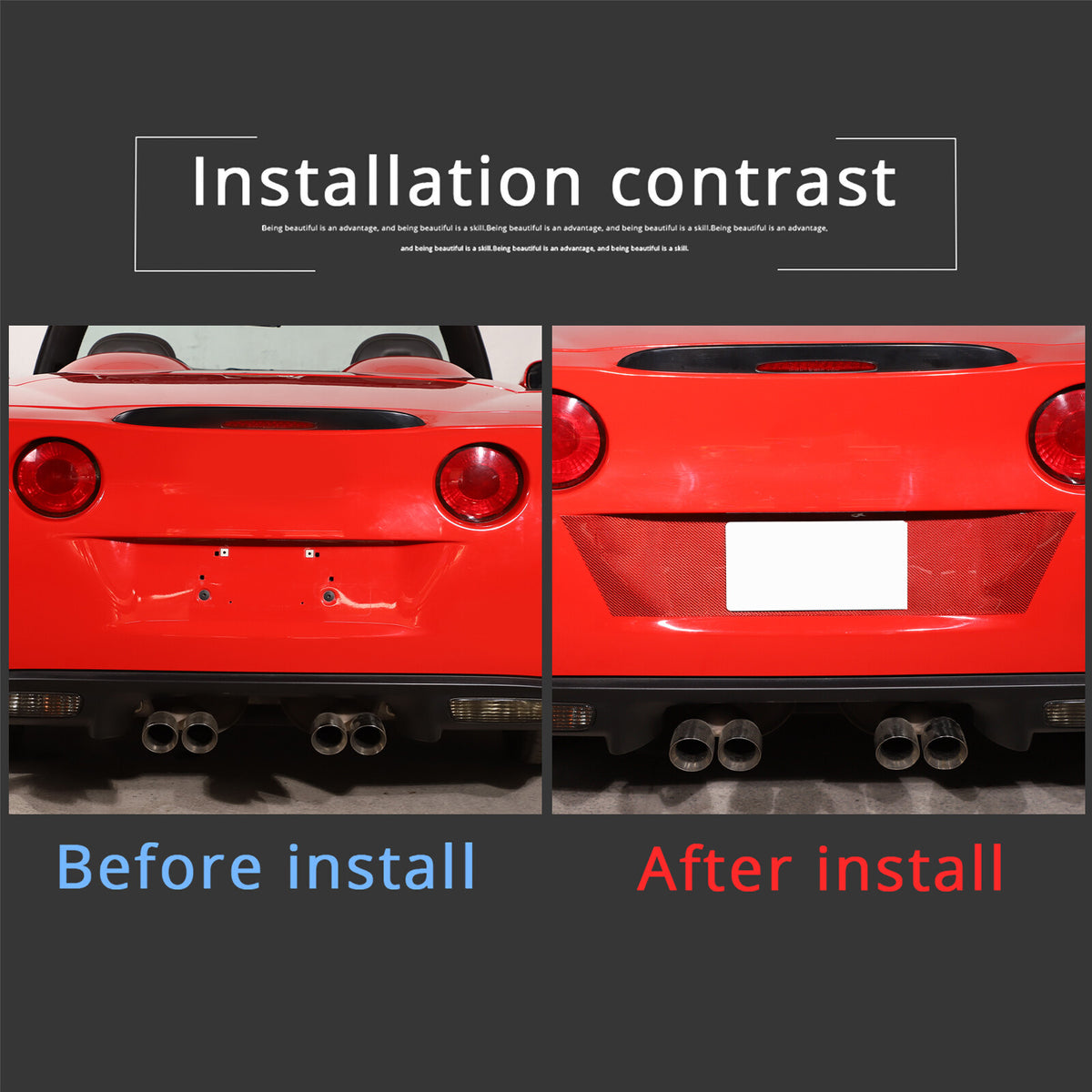 Red Carbon Fiber Rear License Plate Bottom Trim Panel For Corvette C6 2005-2013 5