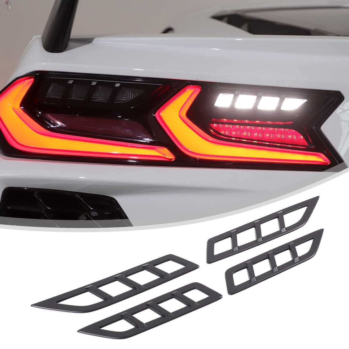 Matte Black ABS Reverse Light Protection Grille Trim For Corvette C8 20+ US 19
