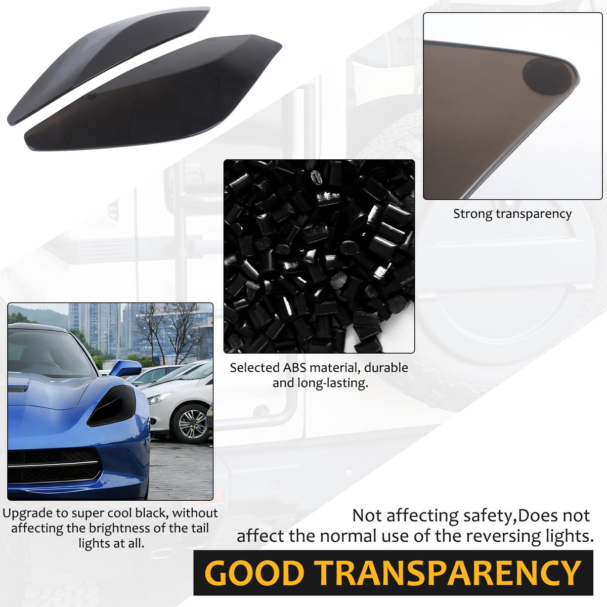 Transparent Gray Smoked Black Front Headlight Cover Trim For Corvette C7 2014-19 22