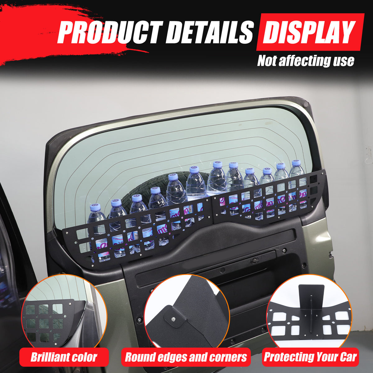 Alloy Tailgate Window Storage Fence Molle Panel Rack For LR Defender L663 2020+ 8