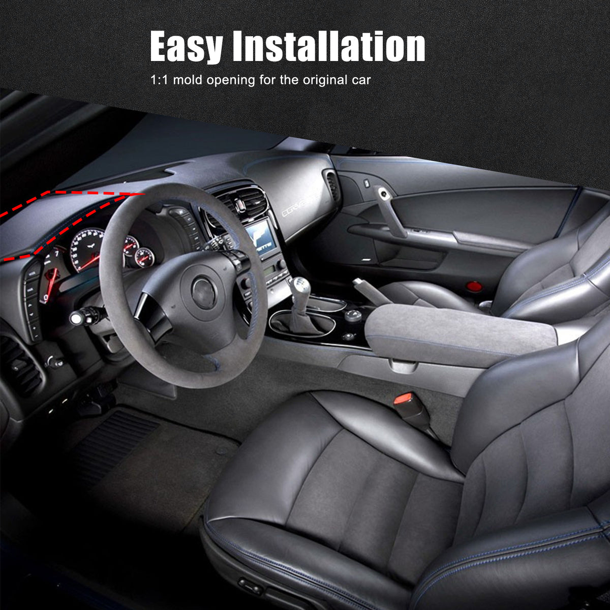 Real Carbon fiber Dashboard Instrument Upper Cover Trim For Corvette C6 2005-13 11