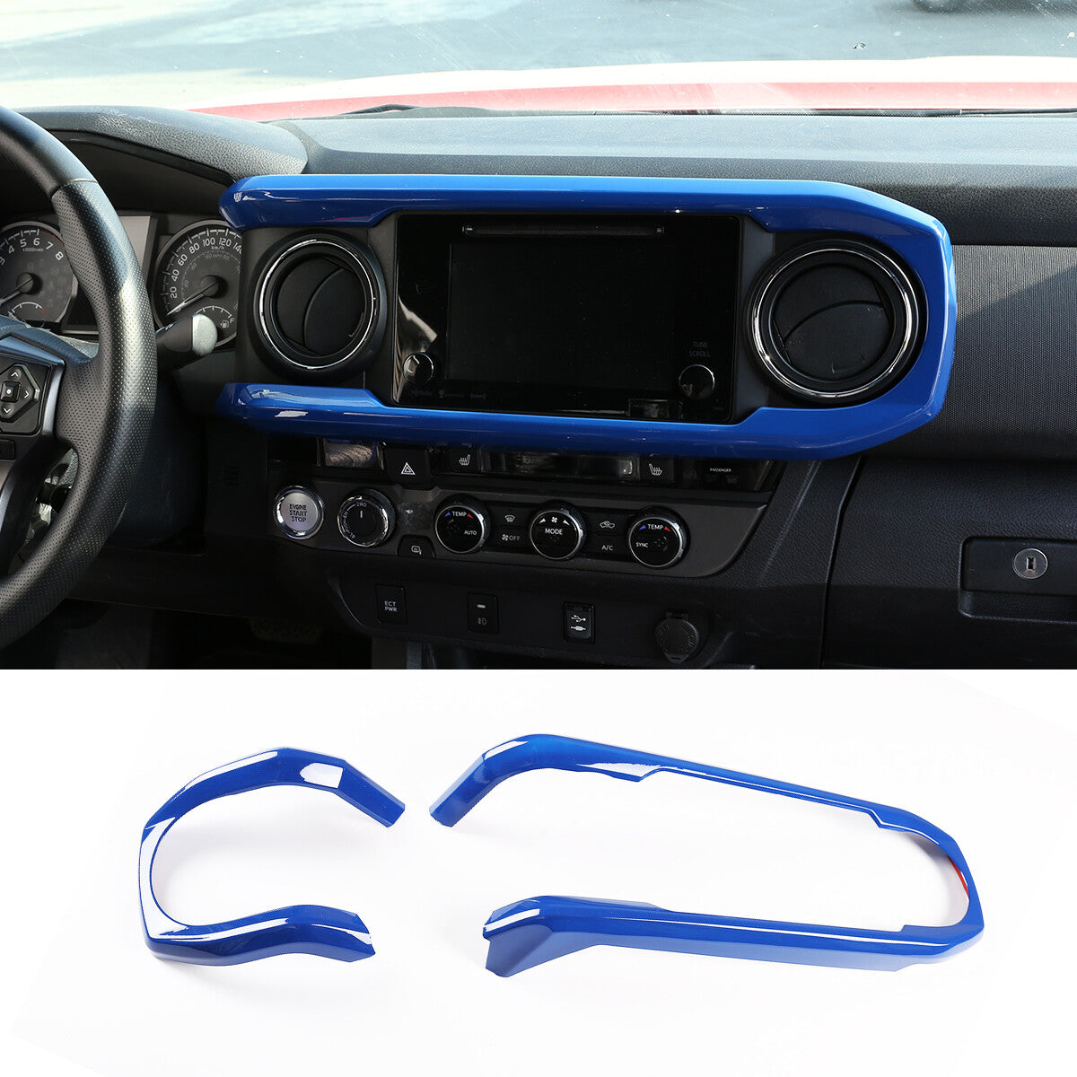 Blue ABS Dashboard Decoration U Shape Trim For Toyota Tacoma 2016-2023 US 1