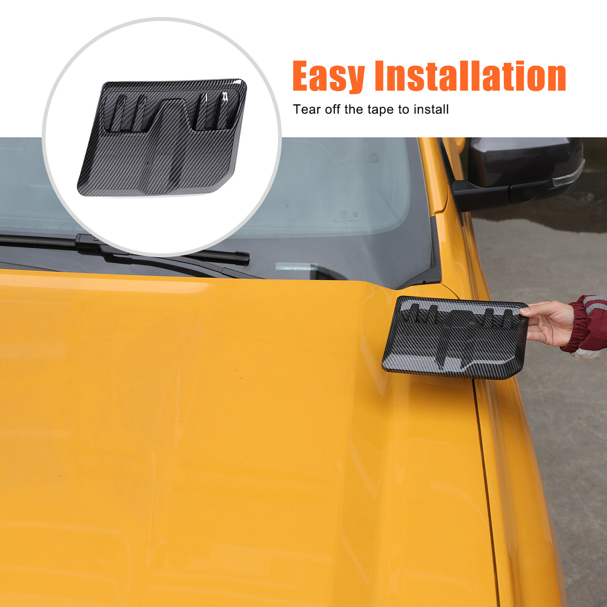 ABS Carbon Fiber Hood Engine Air Vent Cover Trim For Ford Ranger T9 2023-2024 24