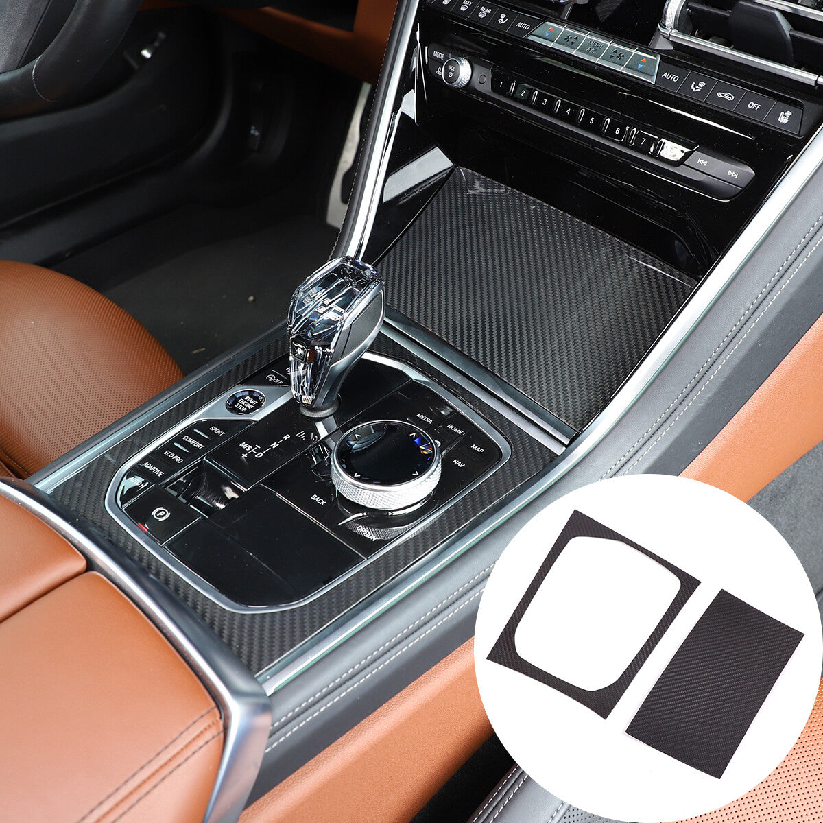 Carbon Fiber Inner Gear Shift Panel Cover TrimFor BMW 8 Series G14 15 16 19-22 1