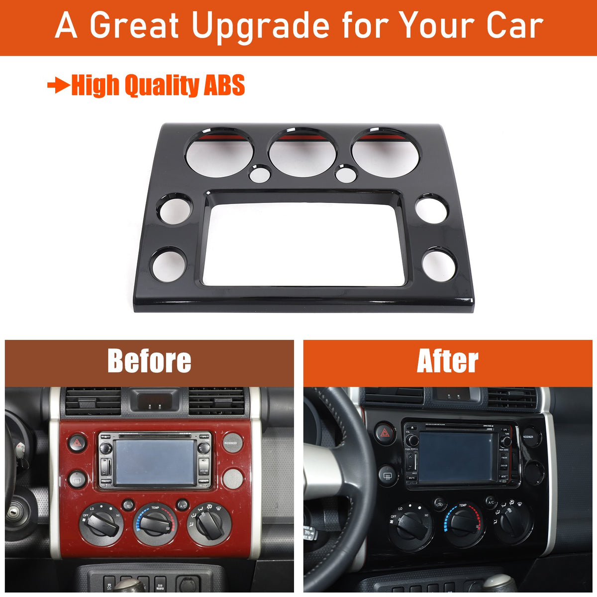 Piano Black ABS Navigation Decorative Panel For Toyota FJ Cruiser 2007-2021 14