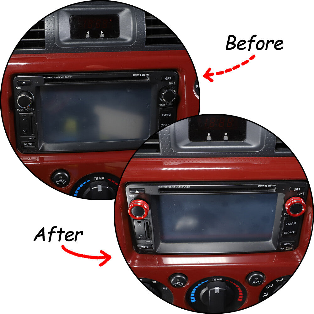 Red Alloy Dashboard Centrol Console Trim Set For Toyota FJ Cruiser 2007-21 10