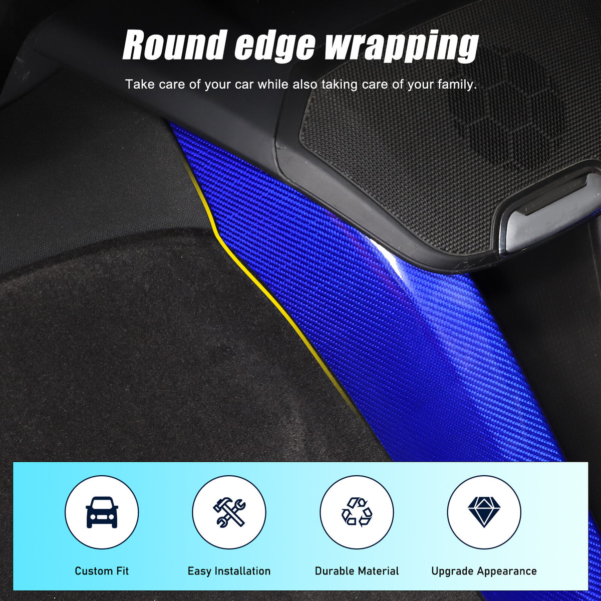 Blue Carbon Fiber Console Waterfall Wireless Charger Trim For C8 Corvette 20+ 17