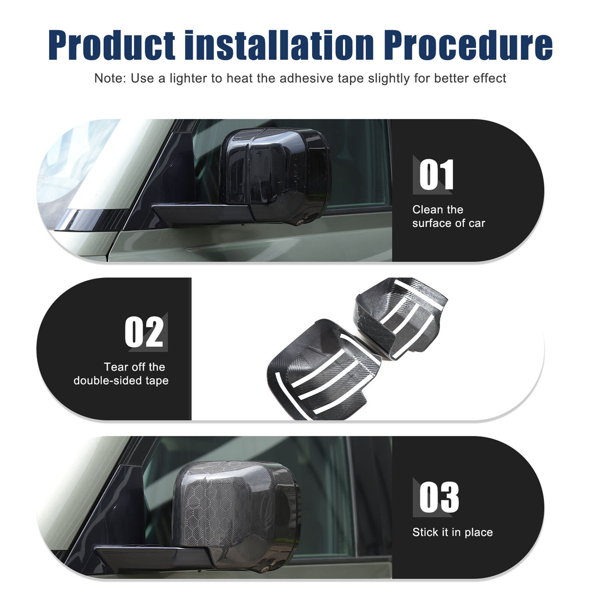 Honeycomb Carbon fiber Side Rear Mirror Cover Caps Trim For LR Defender 2020-24 9