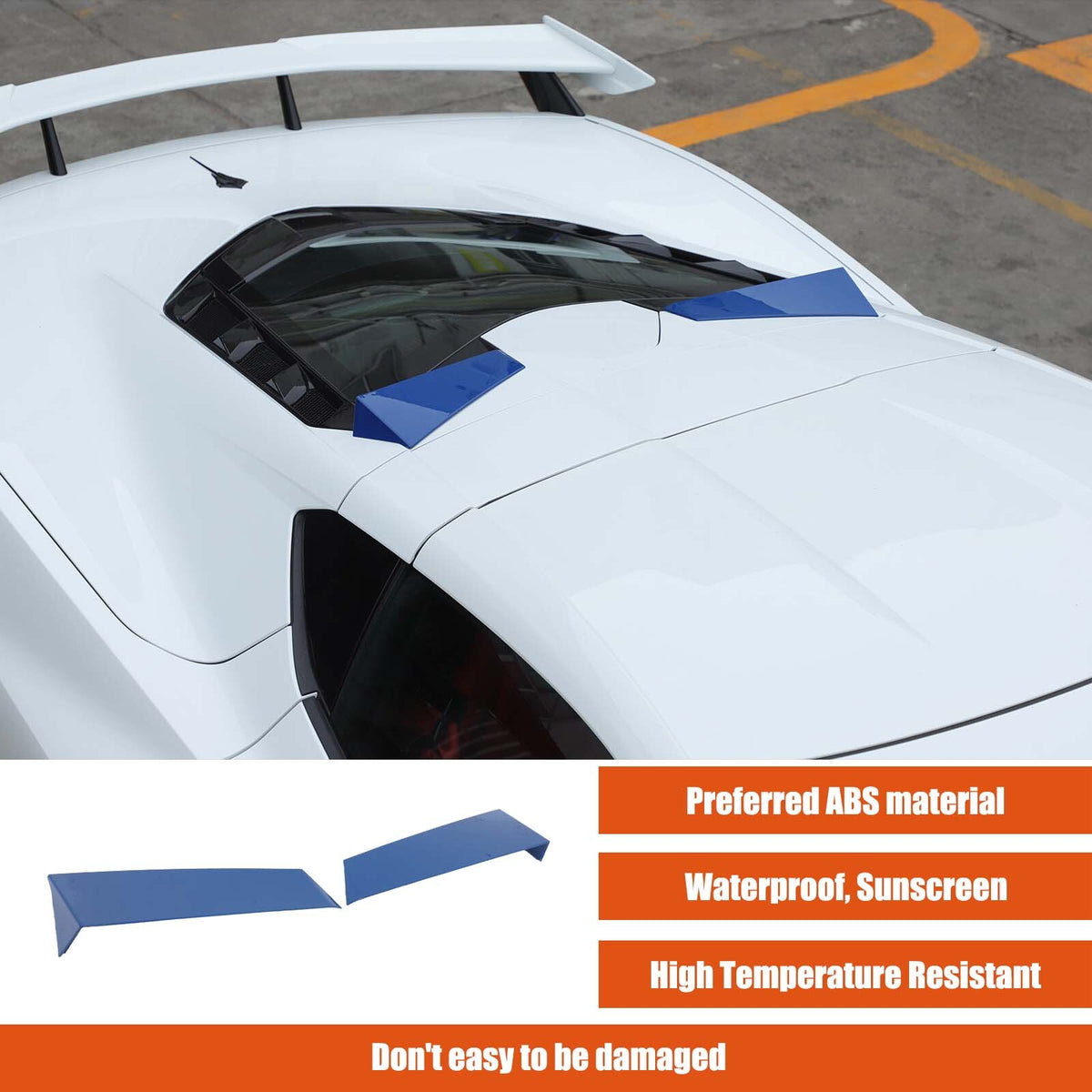 Blue Rear Windshield Spoiler Anti-wind Buffeting Deflector for Corvette C8 Coupe 14