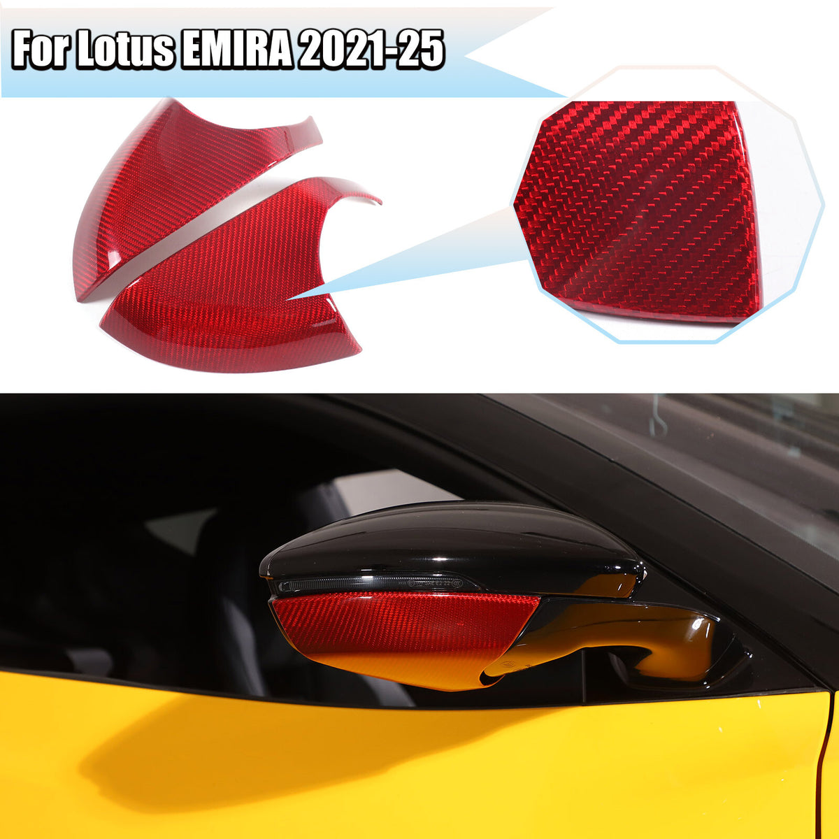 Red Real Carbon Fiber Interior Exterior Conosle Trim Cover For Lotus EMIRA 21-25 74