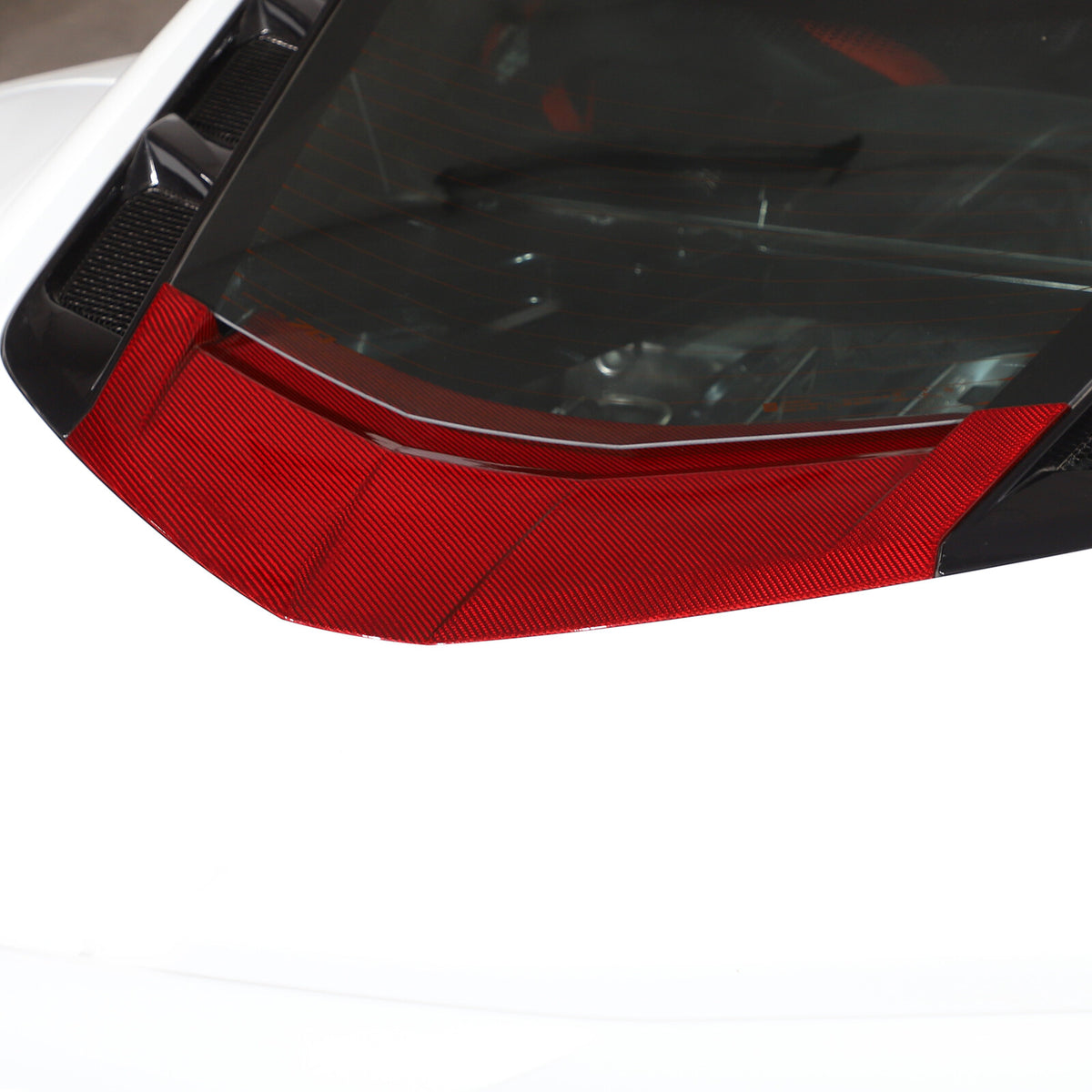 Red Real Carbon Fiber Rear Window Lower Trim For Corvette C8 Coupe 2020-26 US 2